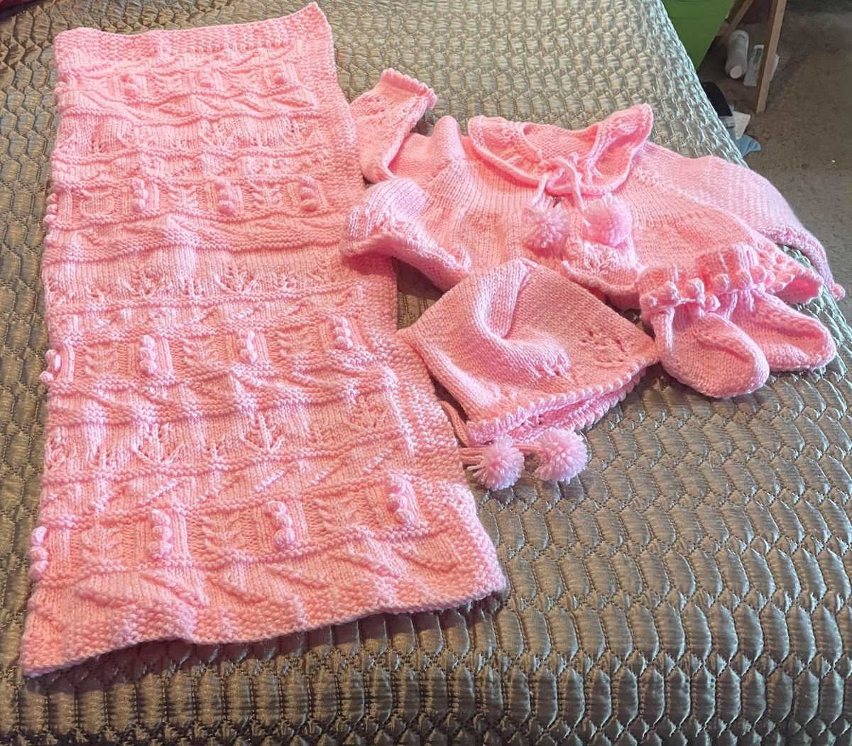 Handmade baby blanket and booties