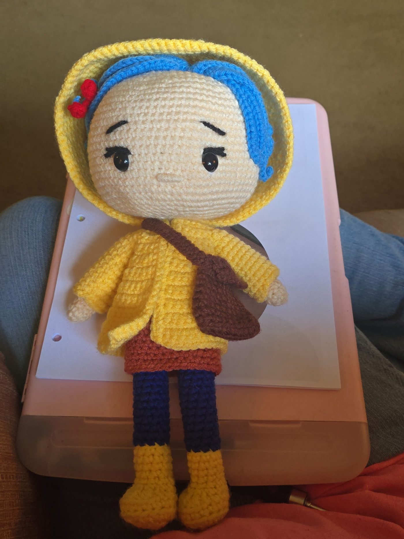 Coraline doll, hand crocheted